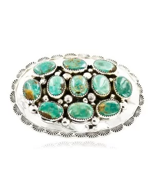Certified Authentic Nuggets Navajo .925 Sterling Silver Natural Turquoise Native American Buckle 10527-1