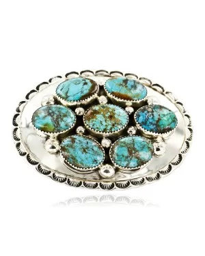 Certified Authentic Nuggets Navajo .925 Sterling Silver Natural Turquoise Native American Buckle 10527-2