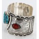 Large Collectable Handmade Certified Authentic Navajo .925 Sterling Silver Coral Turquoise Signed Native American Cuff Bracelet 12471
