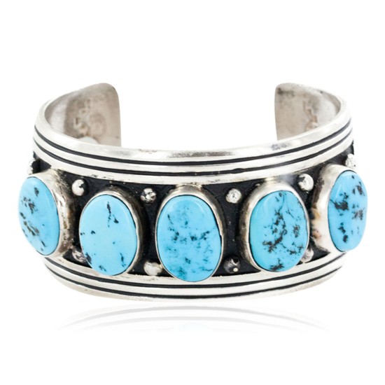 Collectable Handmade Certified Authentic Navajo .925 Sterling Silver Turquoise Native American Bracelet 12353-1