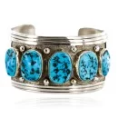 Collectable Handmade Certified Authentic Navajo .925 Sterling Silver Turquoise Native American Cuff Bracelet 12502