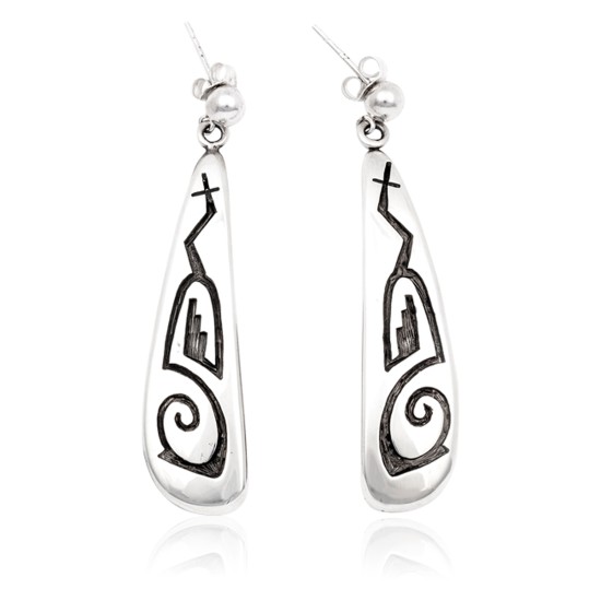 Cross .925 Starling Silver Certified Authentic Handmade Hopi Native American Earrings  12857