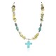 Cross .925 Sterling Silver Certified Authentic Navajo Natural Turquoise Green Jasper Native American Necklace 750241-3