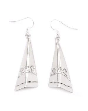 Cross Sun .925 Starling Silver Certified Authentic Handmade Navajo Native American Earrings  27265-2
