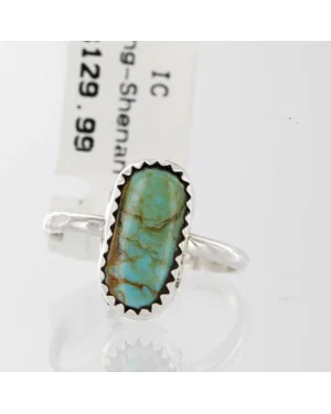 Delicate $130 .925 Sterling Silver Handmade Certified Authentic Navajo Turquoise Native American Ring  390756083285