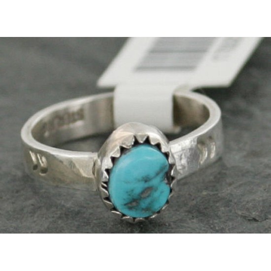 Delicate $180 .925 Sterling Silver Handmade Certified Authentic Navajo Turquoise Native American Ring  390682986877