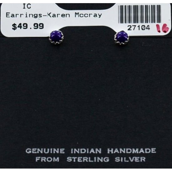 Certified Authentic Navajo .925 Sterling Silver Lapis Stud Native American Earrings 390918664451 All Products 27104-16 390918664451 (by LomaSiiva)