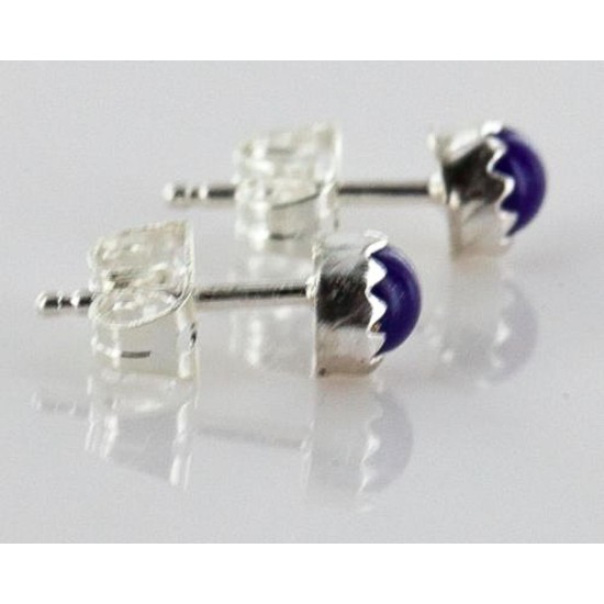Certified Authentic Navajo .925 Sterling Silver Lapis Stud Native American Earrings 390918664451 All Products 27104-16 390918664451 (by LomaSiiva)