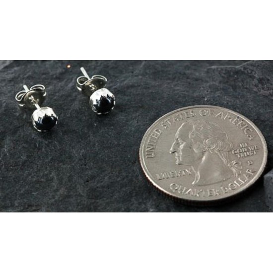 Certified Authentic Navajo .925 Sterling Silver Hematite Stud Native American Earrings 371122901659 All Products 27104-15 371122901659 (by LomaSiiva)