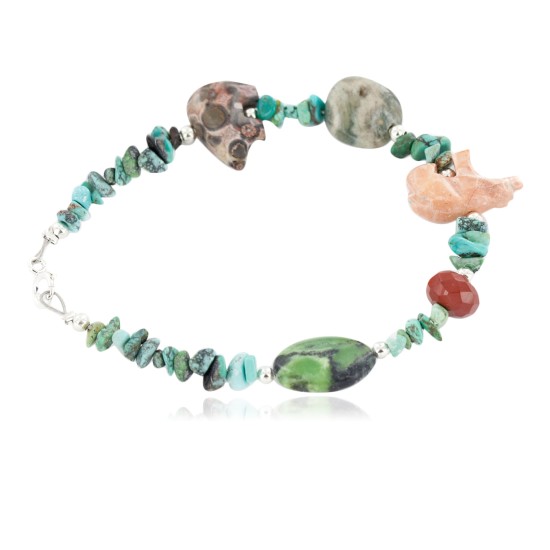 Delicate Certified Authentic Navajo .925 Sterling Silver Natural Turquoise Jasper Native American Bracelet 12979-1 Delicate Certified Authentic Navajo .925 Sterling Silver Natural Turquoise Jasper Native American Bracelet 12979-1