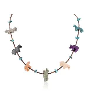 Delicate Certified Authentic Navajo .925 Sterling Silver Natural Turquoise Multicolor Stones Native American Necklace  17046-2
