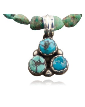 Delicate Handmade Navajo .925 Sterling Silver and Turquoise Necklace 390603321291