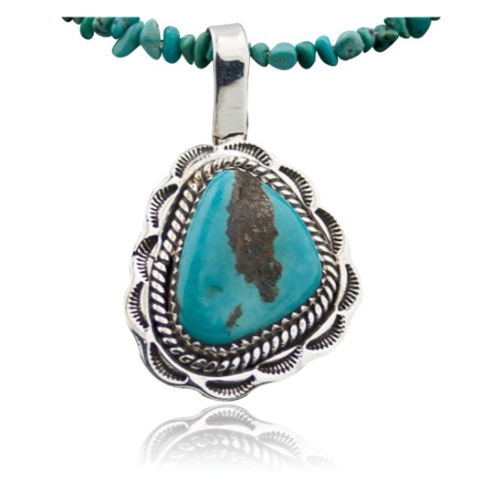 Delicate Handmade Certified Authentic Navajo .925 Sterling Silver Turquoise Native American Necklace 370878377739