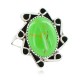 Delicate Navajo .925 Sterling Silver Certified Authentic Handmade Gaspeite Native American Ring 13115-3