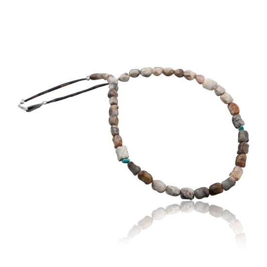 Delicate Traditional Certified Authentic Navajo .925 Sterling Silver Jasper and Turquoise Native American Necklace 390605187214