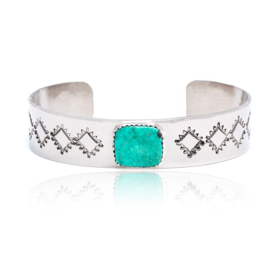 Diamond Nickel Certified Authentic Handmade Navajo Native American Natural Turquoise Cuff Bracelets 13019-9