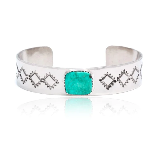 Diamond Nickel Certified Authentic Handmade Navajo Native American Natural Turquoise Cuff Bracelets 13019-9