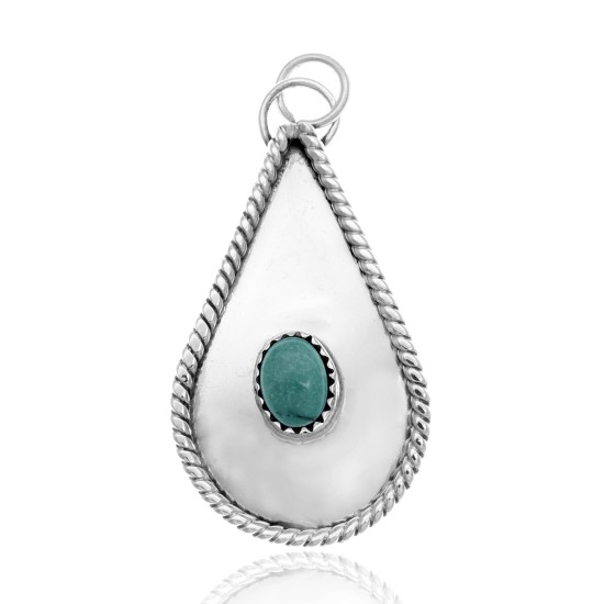Drop Turquoise .925 Sterling Silver Certified Authentic Navajo Native American Handmade Pendant 24553 Pendants NB181211210602 24553 (by LomaSiiva)