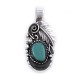 Flower and Leaf .925 Sterling Silver Certified Authentic Handmade Navajo Native American Natural Turquoise Pendant  27258