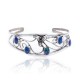 Flower Blue Opal .925 Sterling Silver Certified Authentic Navajo Native American Handmade Cuff Bracelet 13109-4