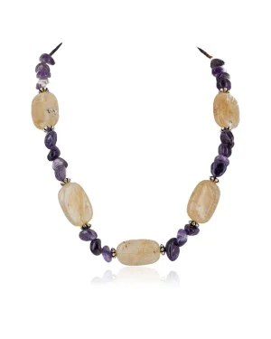 Hand made Certified Authentic Navajo .925 Sterling Silver Natural Smoky Quartz Amethyst Native American Necklace 16040 Hand made Certified Authentic Navajo .925 Sterling Silver Natural Smoky Quartz Amethyst Native American Necklace 16040