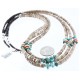 Certified Authentic 3 Strand Navajo .925 Sterling Silver Graduated Heishi and Turquoise Native American Necklace 371006787770
