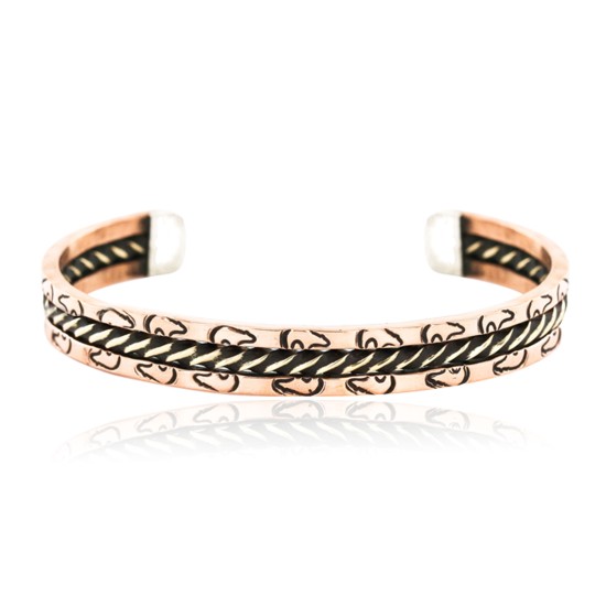 Navajo Handmade Bear Bracelet 12846-6 Copper and Brass