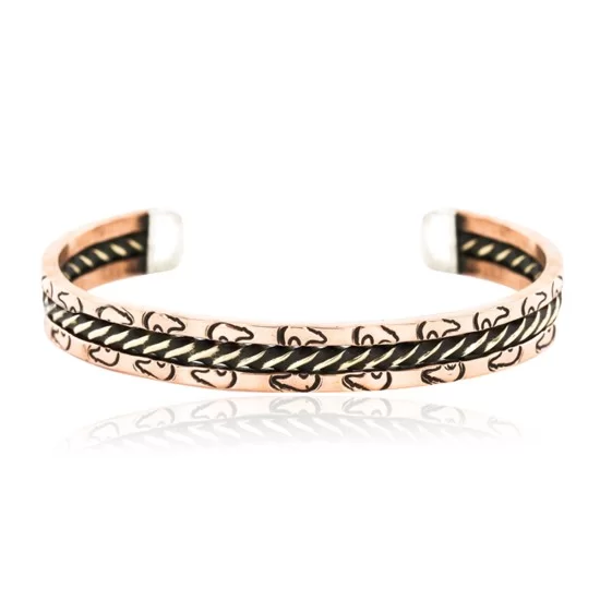 Navajo Handmade Bear Bracelet 12846-6 Copper and Brass