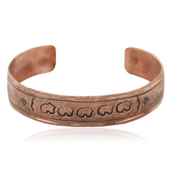 Handmade Bear Certified Authentic Navajo Pure Copper Native American Bracelet 24457-3