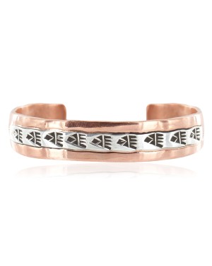 Handmade Bear Paw Certified Authentic Navajo Pure .925 Sterling Silver and Copper Native American Bracelet 12902-4