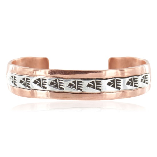Handmade Bear Paw Certified Authentic Navajo Pure .925 Sterling Silver and Copper Native American Bracelet 12902-4