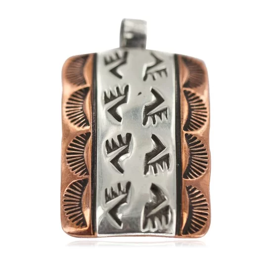 Handmade Bear Paw Certified Authentic Navajo Pure .925 Sterling Silver and Copper Native American Pendant 94003-1 Handmade Bear Paw Certified Authentic Navajo Pure .925 Sterling Silver and Copper Native American Pendant 94003-1