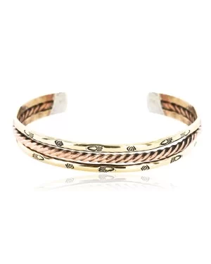 Handmade Bear Paw Navajo Copper and Brass Bracelet 12846-3