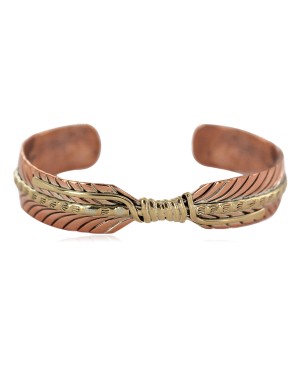 Handmade Brass Navajo Certified Authentic Native American Pure Copper Bracelet  92023-2