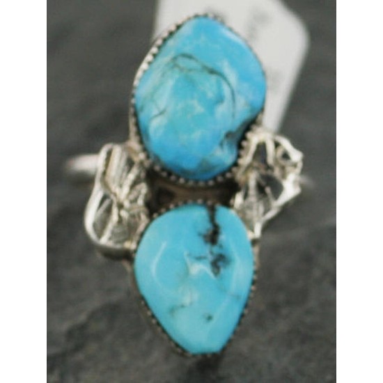 Handmade Certified Authentic .925 Sterling Silver Natural Turquoise Navajo Native American Ring  370937806820