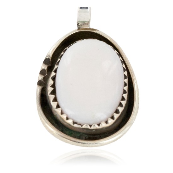 Handmade Certified Authentic .925 Sterling Silver Navajo Natural Mother of Pearl Native American Pendant 16088-9