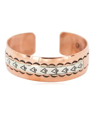 Handmade Certified Authentic Arrow head Navajo .925 Sterling Silver and Pure Copper Native American Bracelet 13097-8
