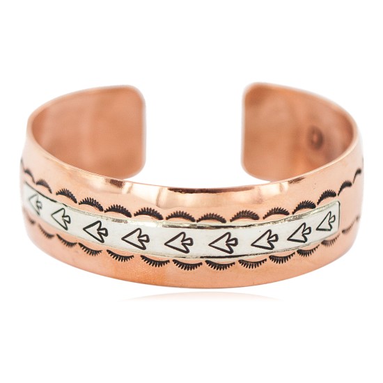 Handmade Certified Authentic Arrow head Navajo .925 Sterling Silver and Pure Copper Native American Bracelet 13097-8