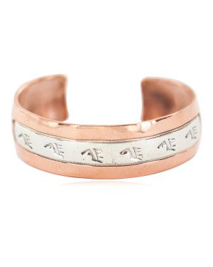 Handmade Certified Authentic Bear paw Navajo .925 Sterling Silver and Pure Copper Native American Bracelet 13098