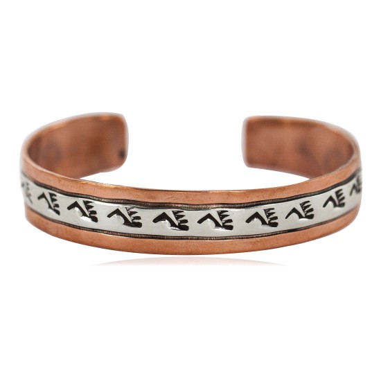 Handmade Certified Authentic Bear paw Navajo .925 Sterling Silver and Pure Copper Native American Bracelet  92014-1