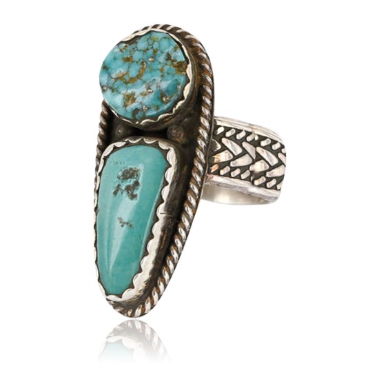 Handmade Certified Authentic BEN Navajo .925 Sterling Silver NATURAL Turquoise Native American Ring  371019658920