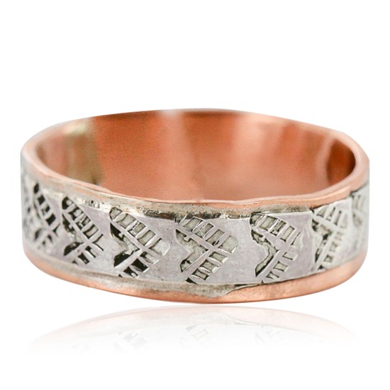 Handmade Certified Authentic by Navajo .925 Sterling Silver and Copper Native American Ring  16979-27