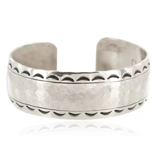 Handmade Certified Authentic Hammered Navajo Nickel Native American Bracelet 12964-1