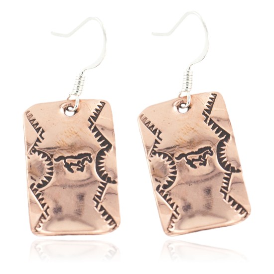 Handmade Certified Authentic Horse Mountain Navajo Pure Copper Native American Dangle Earrings 18170-6 Handmade Certified Authentic Horse Mountain Navajo Pure Copper Native American Dangle Earrings 18170-6