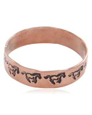 Handmade Certified Authentic Horse Navajo Native American Pure Copper Ring 17091-10