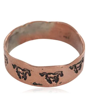 Handmade Certified Authentic Horse Navajo Native American Pure Copper Ring 17091-15