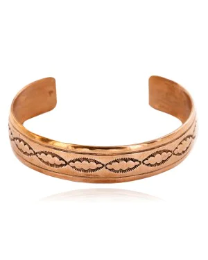 Handmade Certified Authentic Jiemmy Patters Navajo Pure Copper Native American Bracelet 12528-1