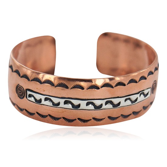Handmade Certified Authentic Maze .925 Sterling Silver Navajo Native American Pure Copper Bracelet  92018-4