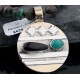 Handmade Certified Authentic Navajo .925 Sterling Silver 12kt Gold Filled Black Onyx and Turquoise Native American Necklace 390591394128