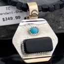 Handmade Certified Authentic Navajo .925 Sterling Silver 12kt Gold Filled Natural Turquoise and Black Onyx Native American Necklace 390587164739